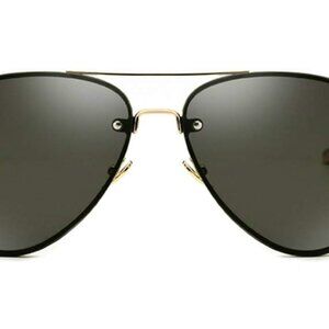 Classic Oversized Aviator Sunglasses Retro Gold Metal Frame Clear Lenses